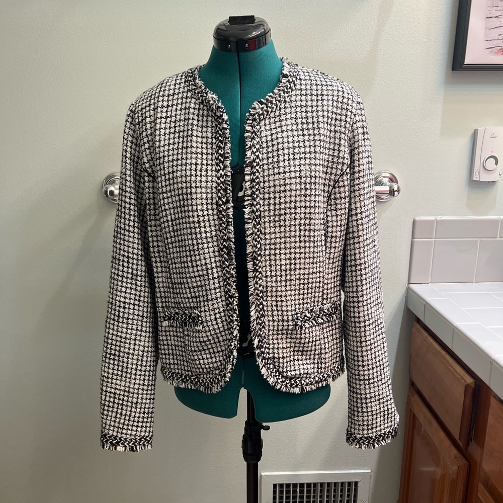 WHBM black/white checked jacket size medium